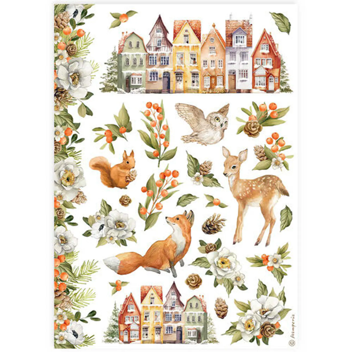 Papel de arroz Stamperia A4 — Classic Christmas — Underwood (DFSA4922) 1