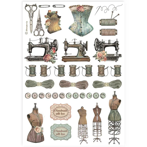 Papel de arroz Stamperia A4 — Sewing Accessories (DFSA4908)