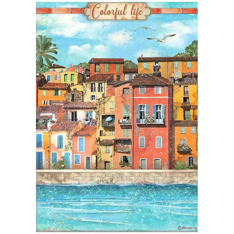 Papel de arroz Stamperia A4 — Blue Dream — Colorful Life (DFSA4746) 1