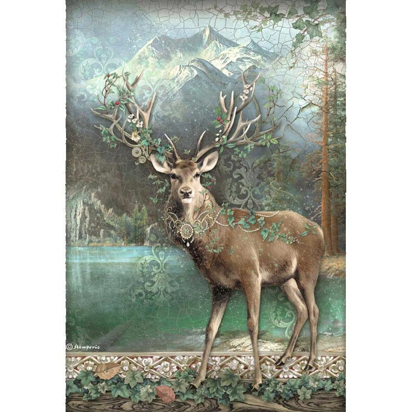 Papel de arroz Stamperia A4 — Magic Forest — Deer (DFSA4750) 1