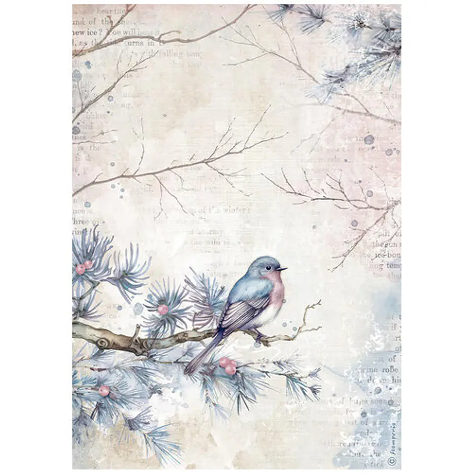 Papel de arroz Stamperia A4 — Create Happiness Dewdrops — Bird 1