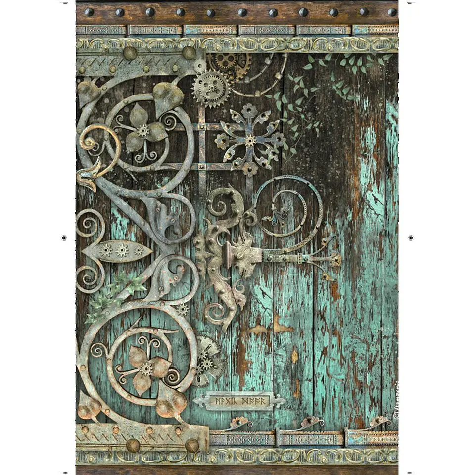 Papel de arroz Stamperia A4 — Magic Forest — Metal Decorations (DFSA4749) 1
