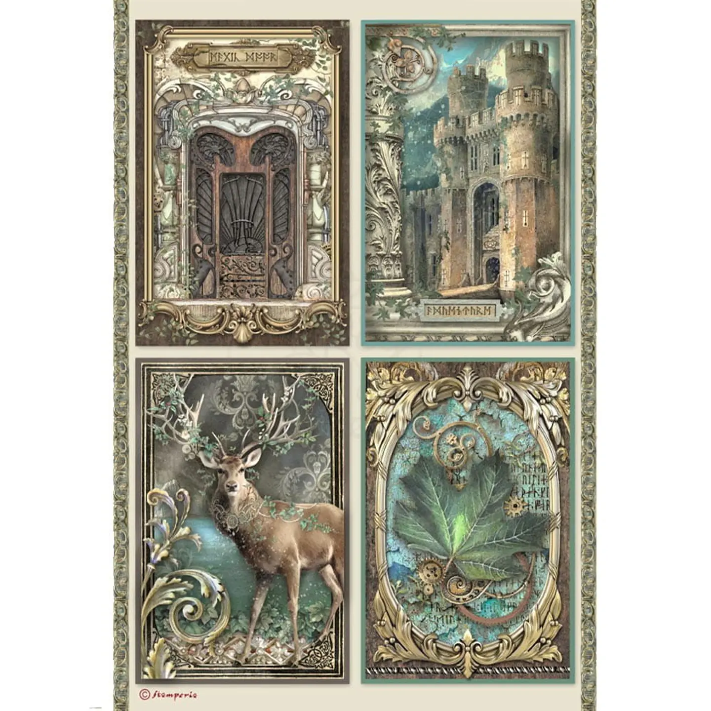 Papel de arroz Stamperia A4 — Magic Forest — Cards (DFSA4751) 1