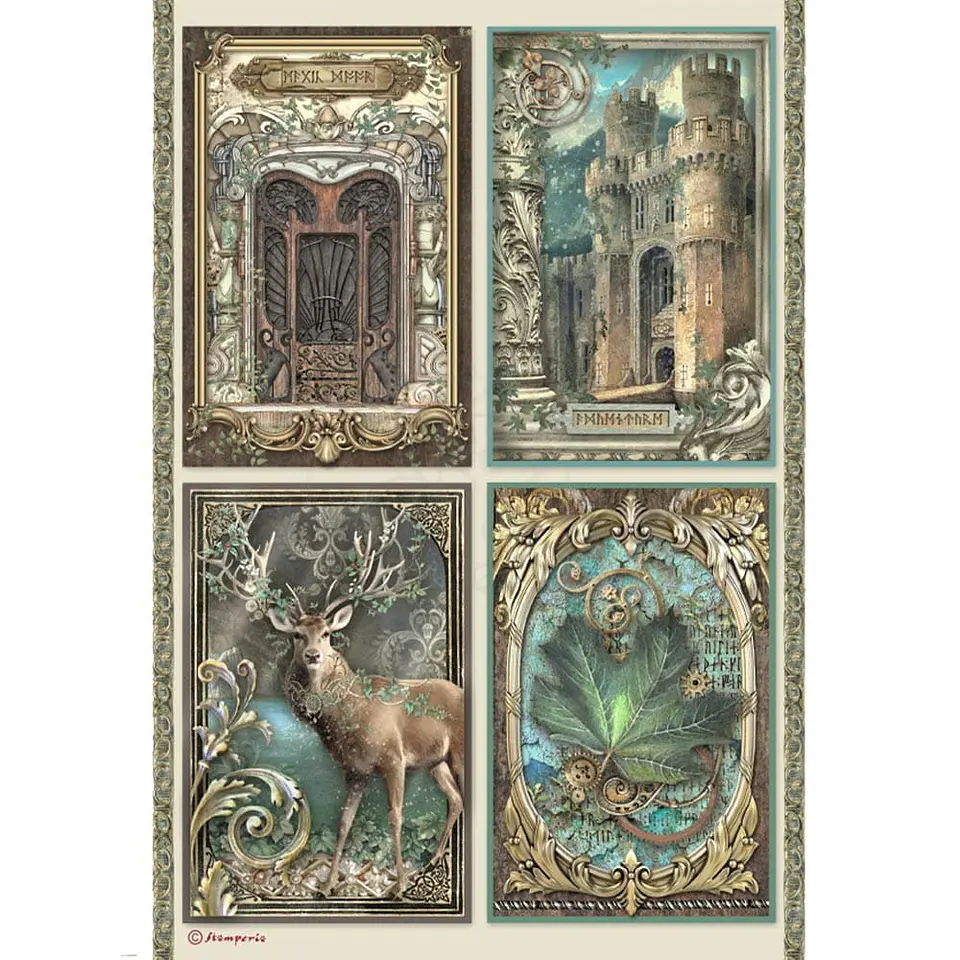Papel de arroz Stamperia A4 — Magic Forest — Cards (DFSA4751) 1