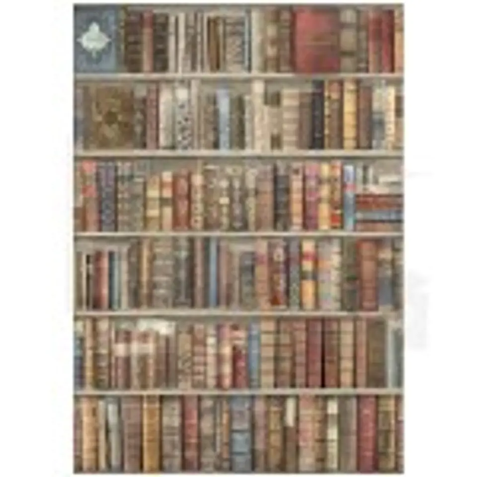 Papel de arroz Stamperia A4 — Vintage Library — Bookcase (DFSA4754) 1