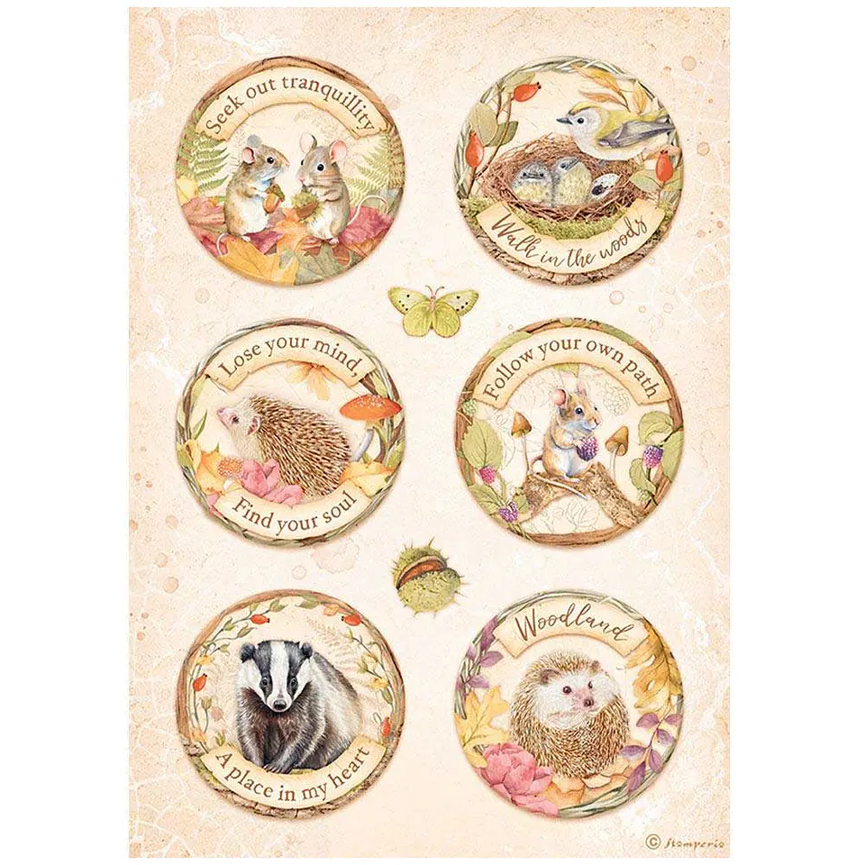 Papel de arroz Stamperia A4 — Woodland — Rounds (DFSA4819) 1