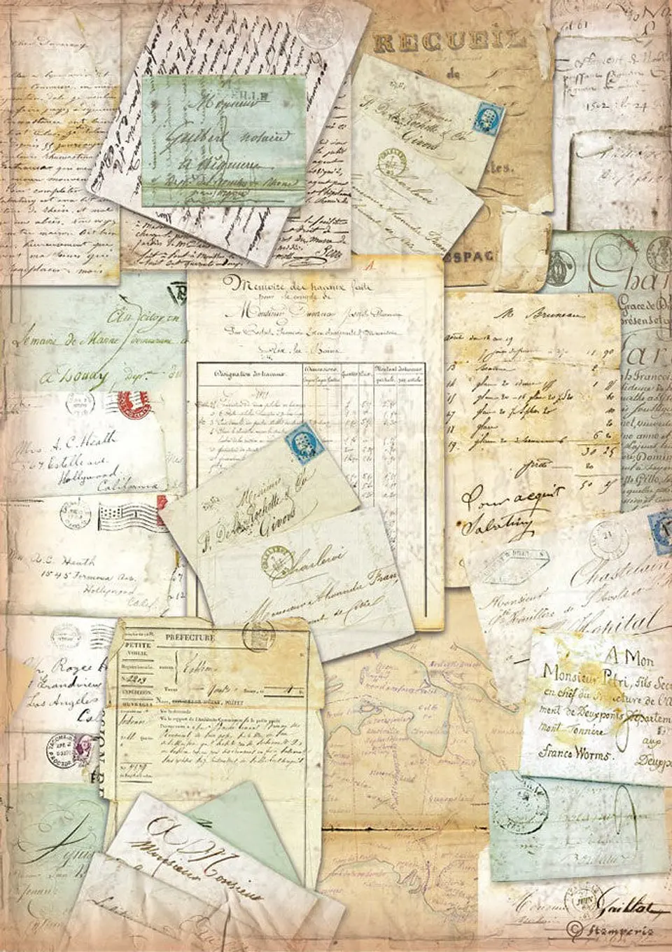Papel de arroz Stamperia A4 — Around the World — Letters 1