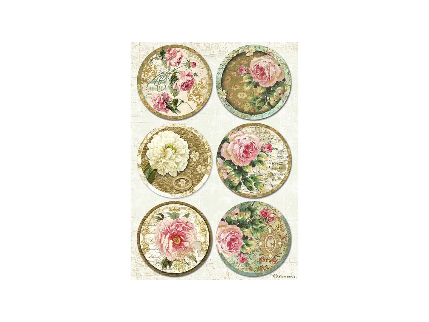 Papel de arroz Stamperia A4 — Precious — Rounds 1