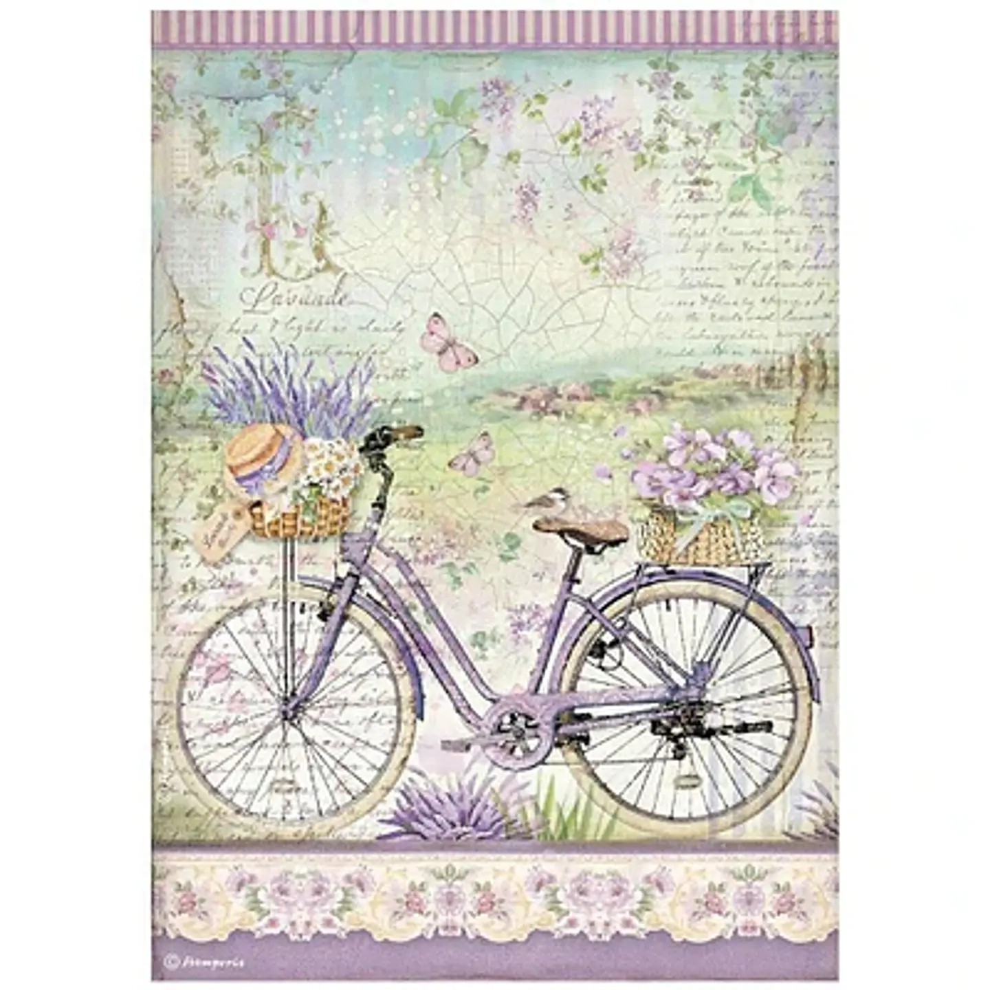 Papel de arroz Stamperia A4 — Provence — Bicycle 1