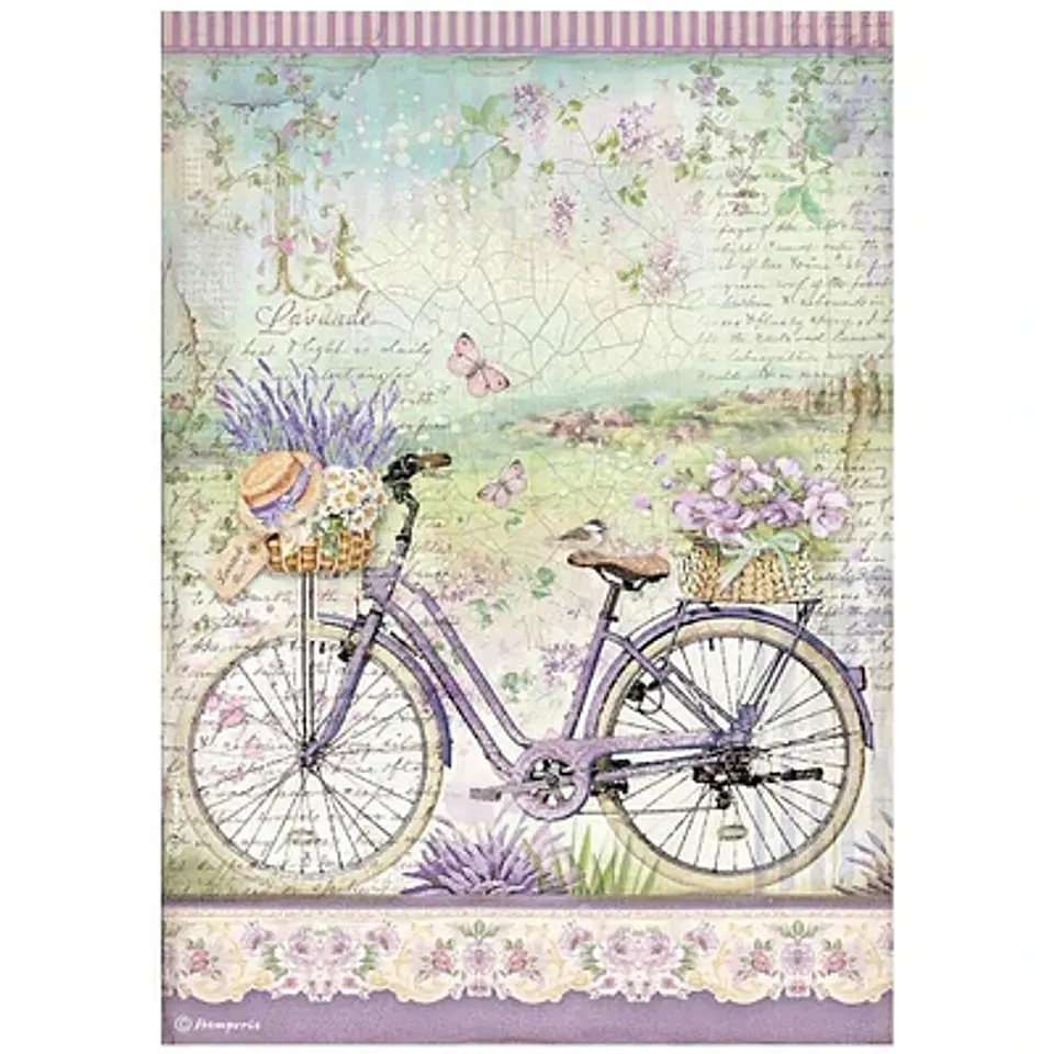 Papel de arroz Stamperia A4 — Provence — Bicycle 1