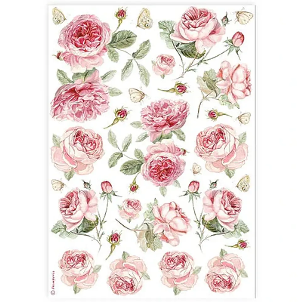 Papel de arroz Stamperia A4 — English Roses Pattern 1