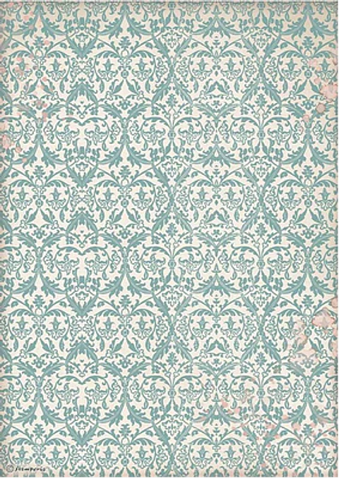 Papel de arroz Stamperia A4 — Venice City of Art — Turquoise Tapestry (DFSA41045)