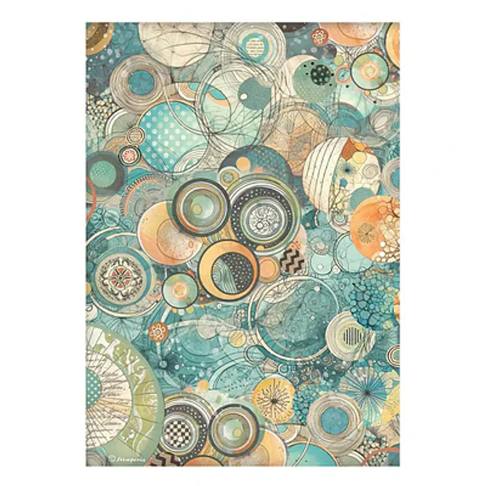 Papel de arroz Stamperia A4 — Furry Friends — Harmony of Circles and Textures (DFSA41069) 1