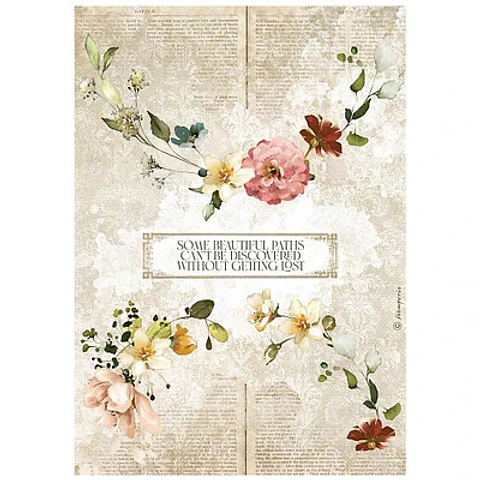 Papel de arroz Stamperia A4 — Garden of Promises — Garlands