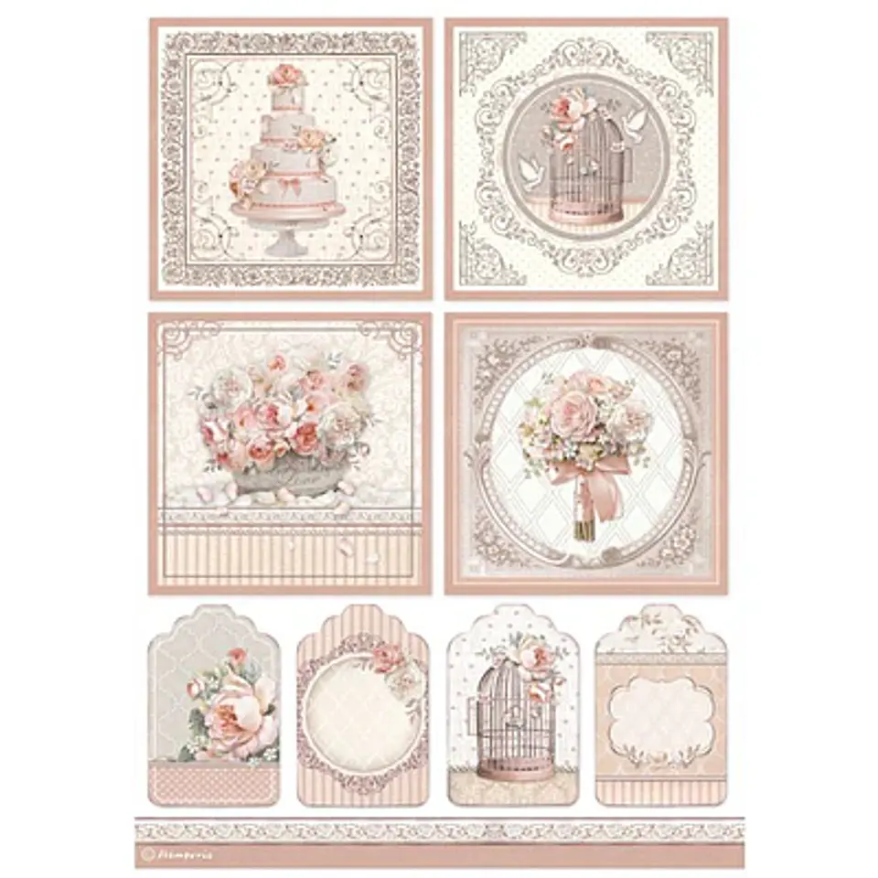 Papel de arroz Stamperia A4 — You and Me — Cards (DFSA4694) 1