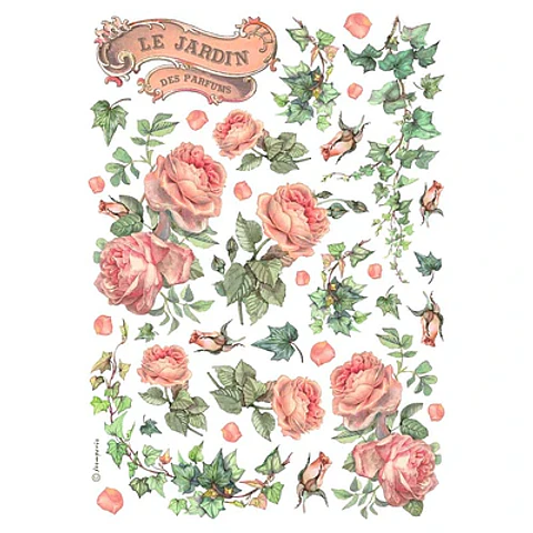 Papel de arroz Stamperia A4 — Les Jardins des Parfums