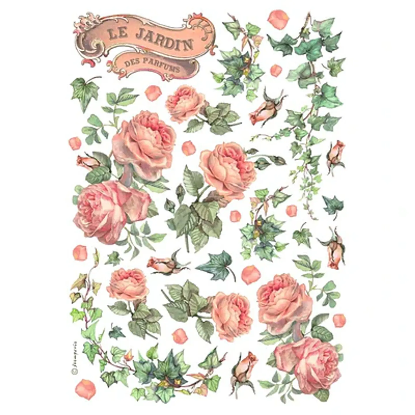 Papel de arroz Stamperia A4 — Les Jardins des Parfums 1