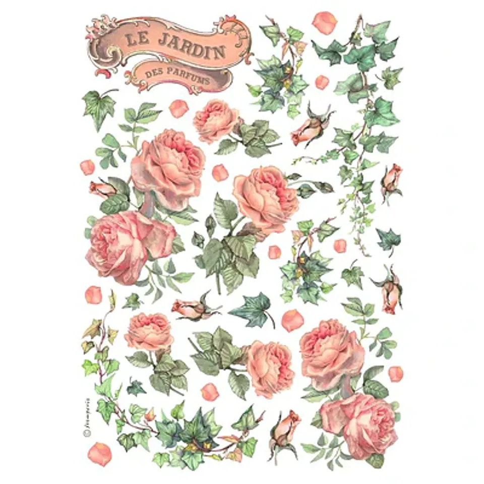 Papel de arroz Stamperia A4 — Les Jardins des Parfums 1