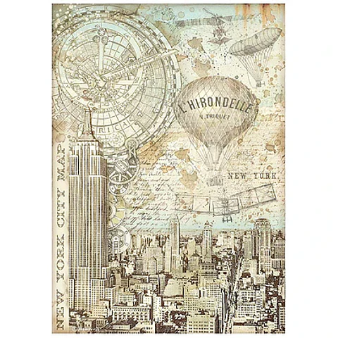 Papel de arroz Stamperia A4 — Sir Vagabond Aviator — New York City Map (DFSA4700)
