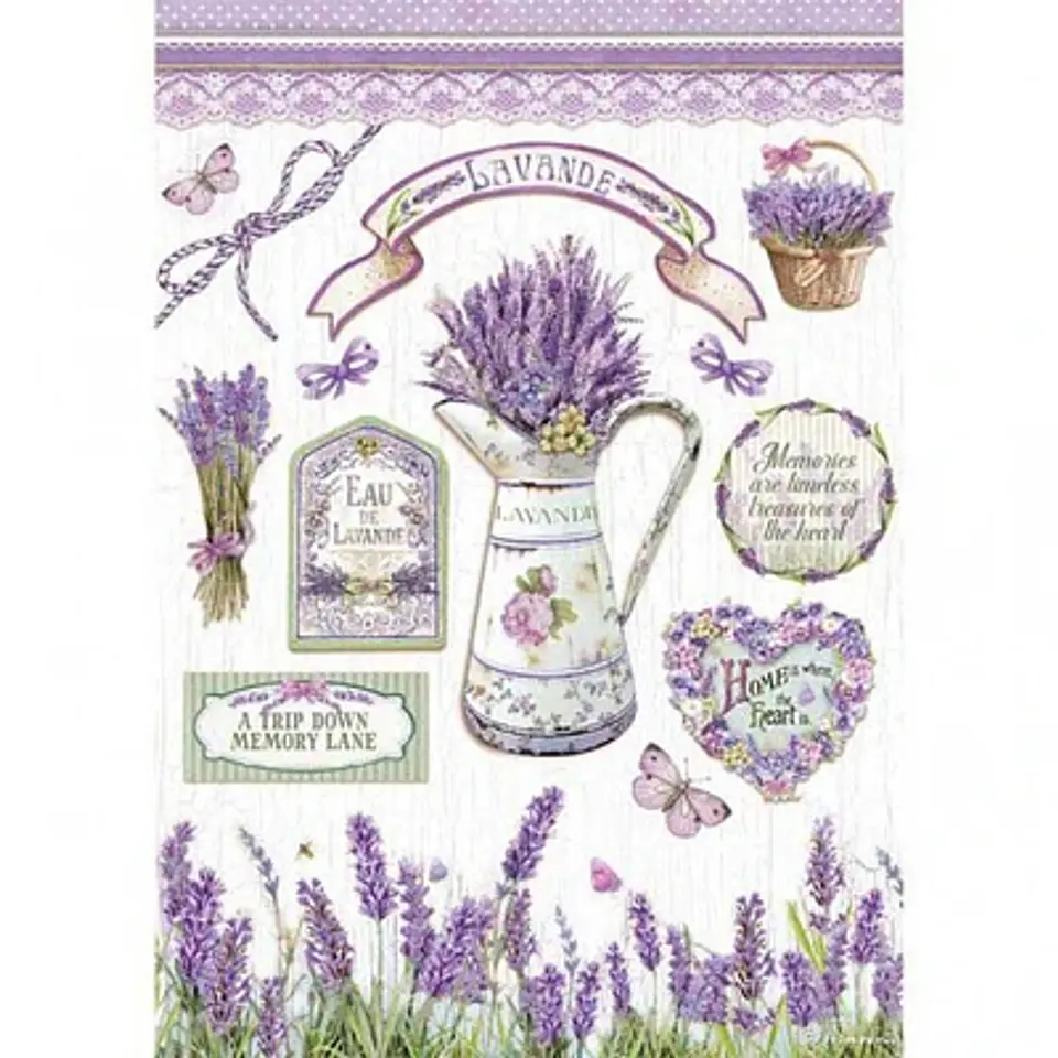 Papel de arroz Stamperia A4 — Lavender 1