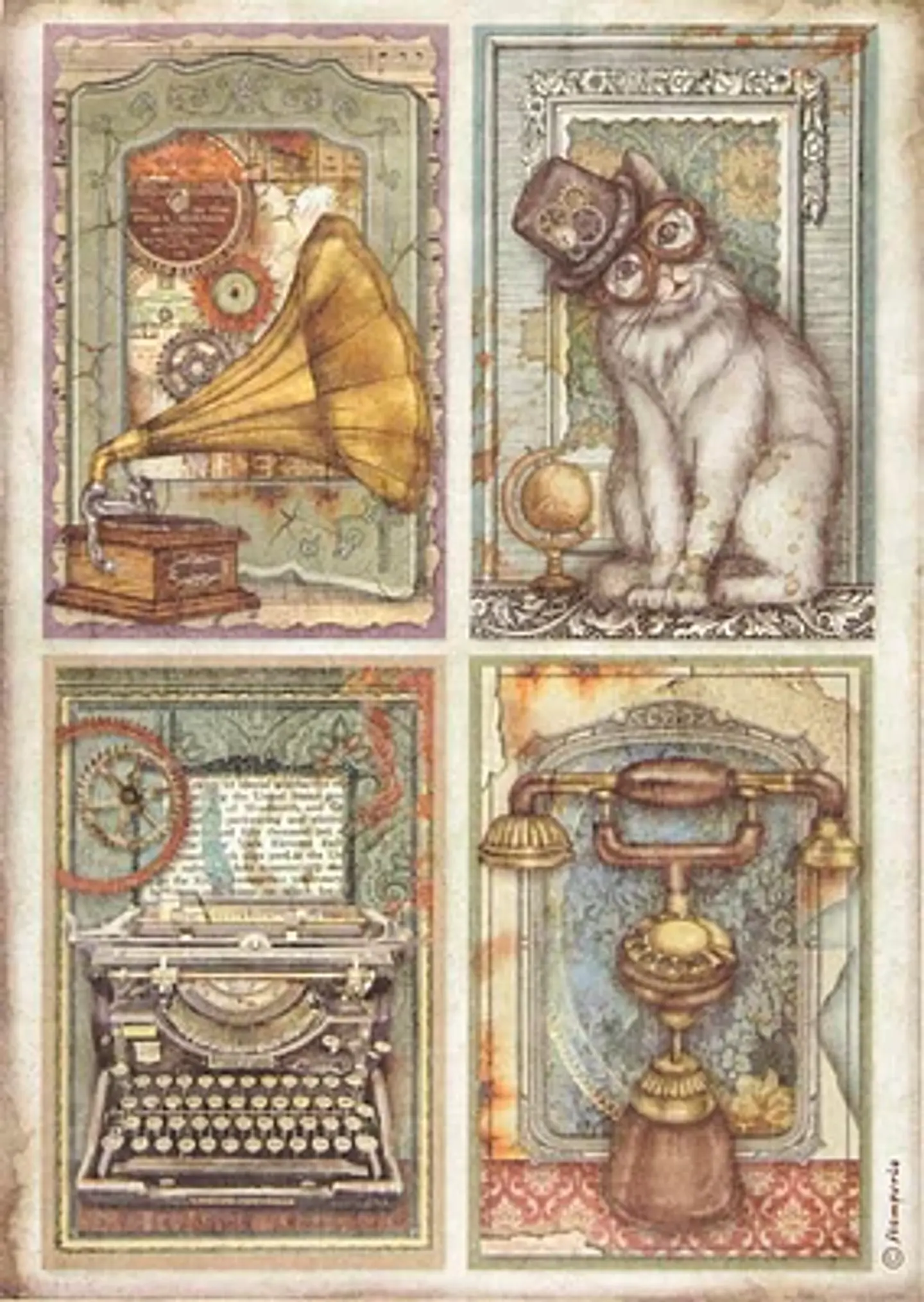 Papel de arroz Stamperia A4 — Lady Vagabond Lifestyle — 4 Cards (DFSA4647) 1