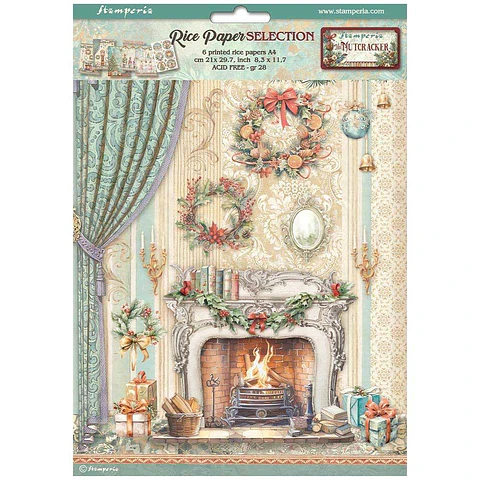 Stamperia The Nutcracker — pack de 6 papéis de arroz A4