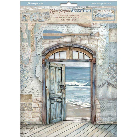Stamperia Silent Sea — pack de 6 papéis de arroz A4