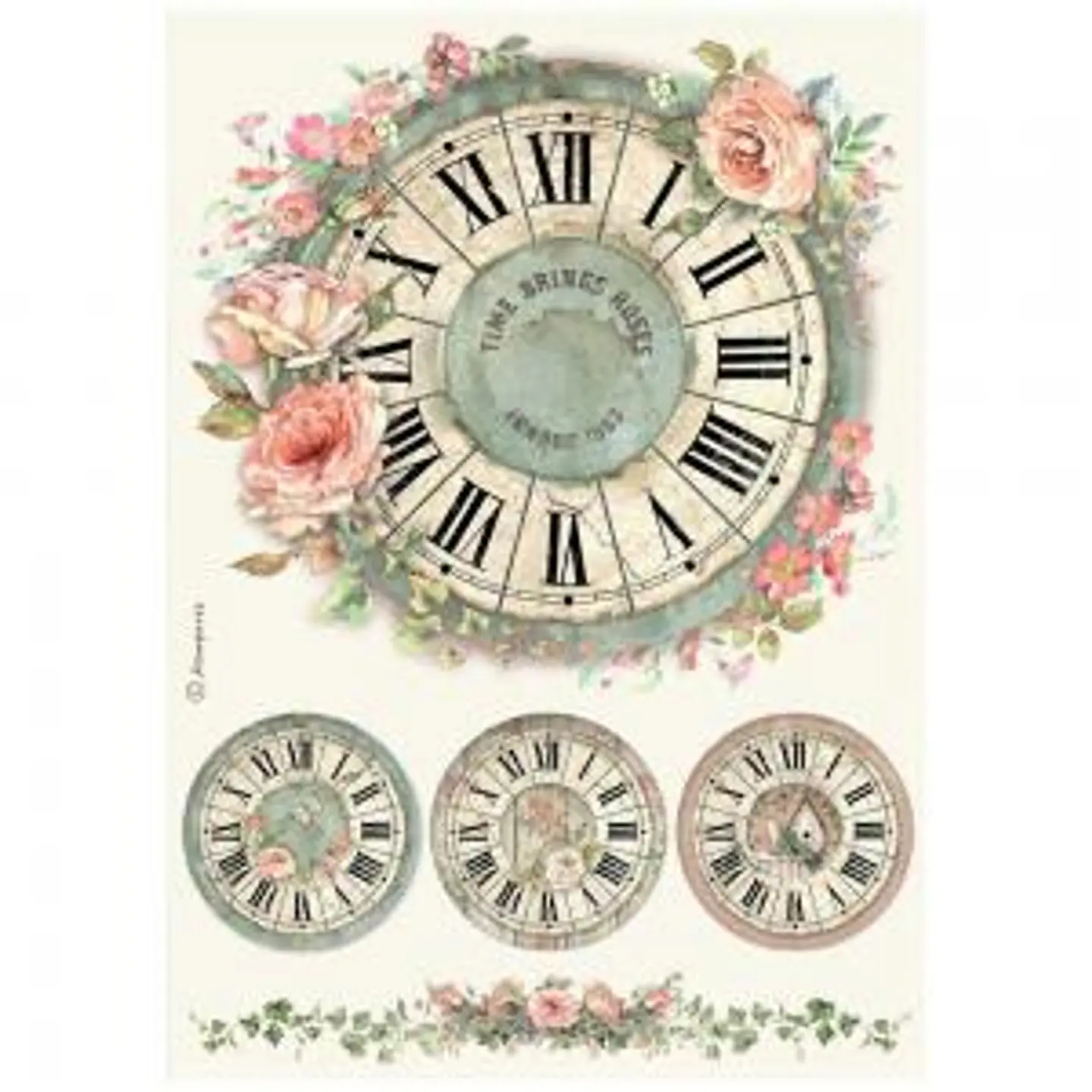 Papel de arroz Stamperia A4 — House of Roses — Clock 1