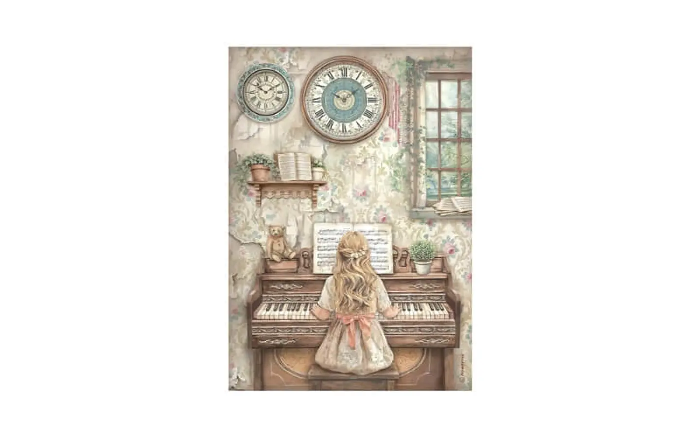 Papel de arroz Stamperia A4 — Symphony — Piano (DFSA41123) 1