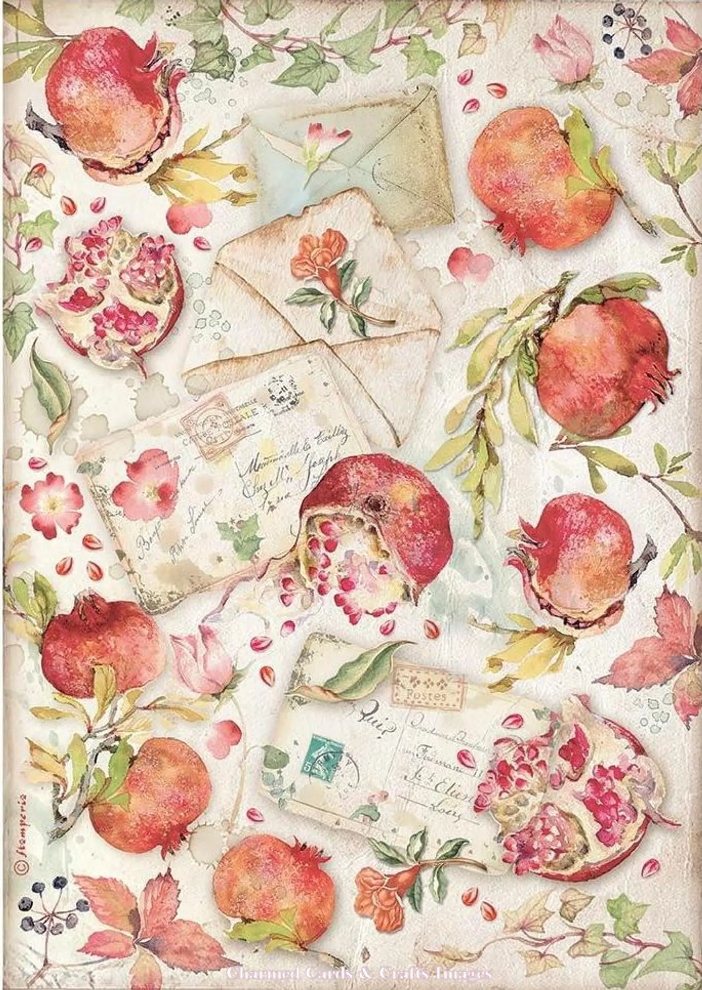 Papel de arroz Stamperia A4 — Casa Granada — Pomegranates & Letters 1