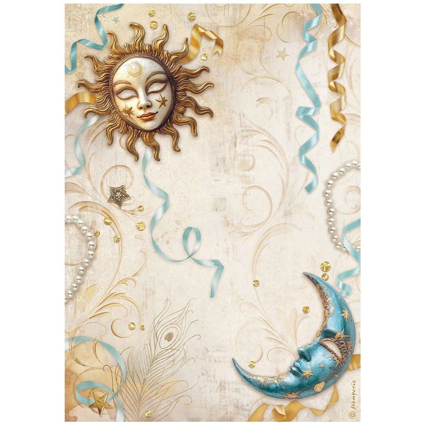 Stamperia Masquerade — pack de 6 papéis de arroz A4 3