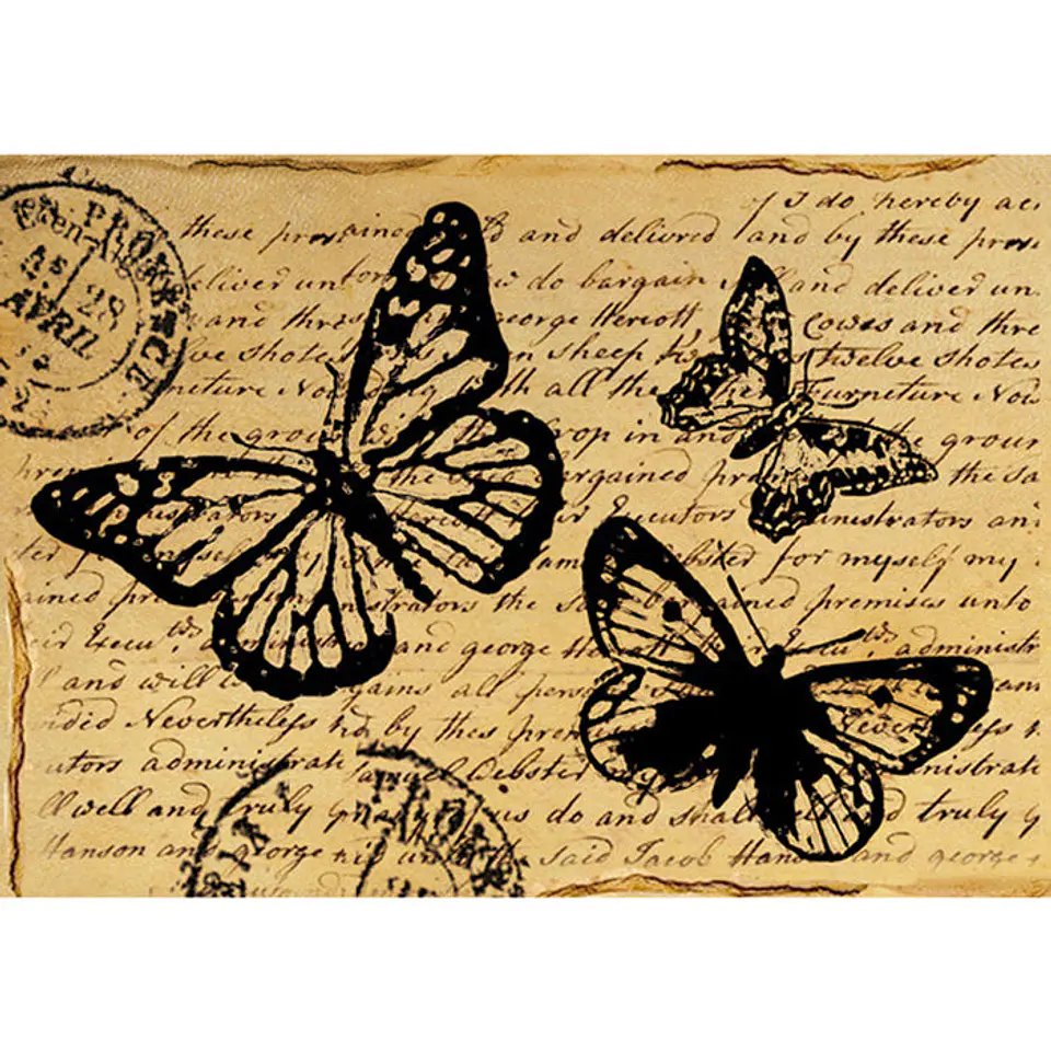 Papel de arroz Stamperia A4 — Script Butterfly 1