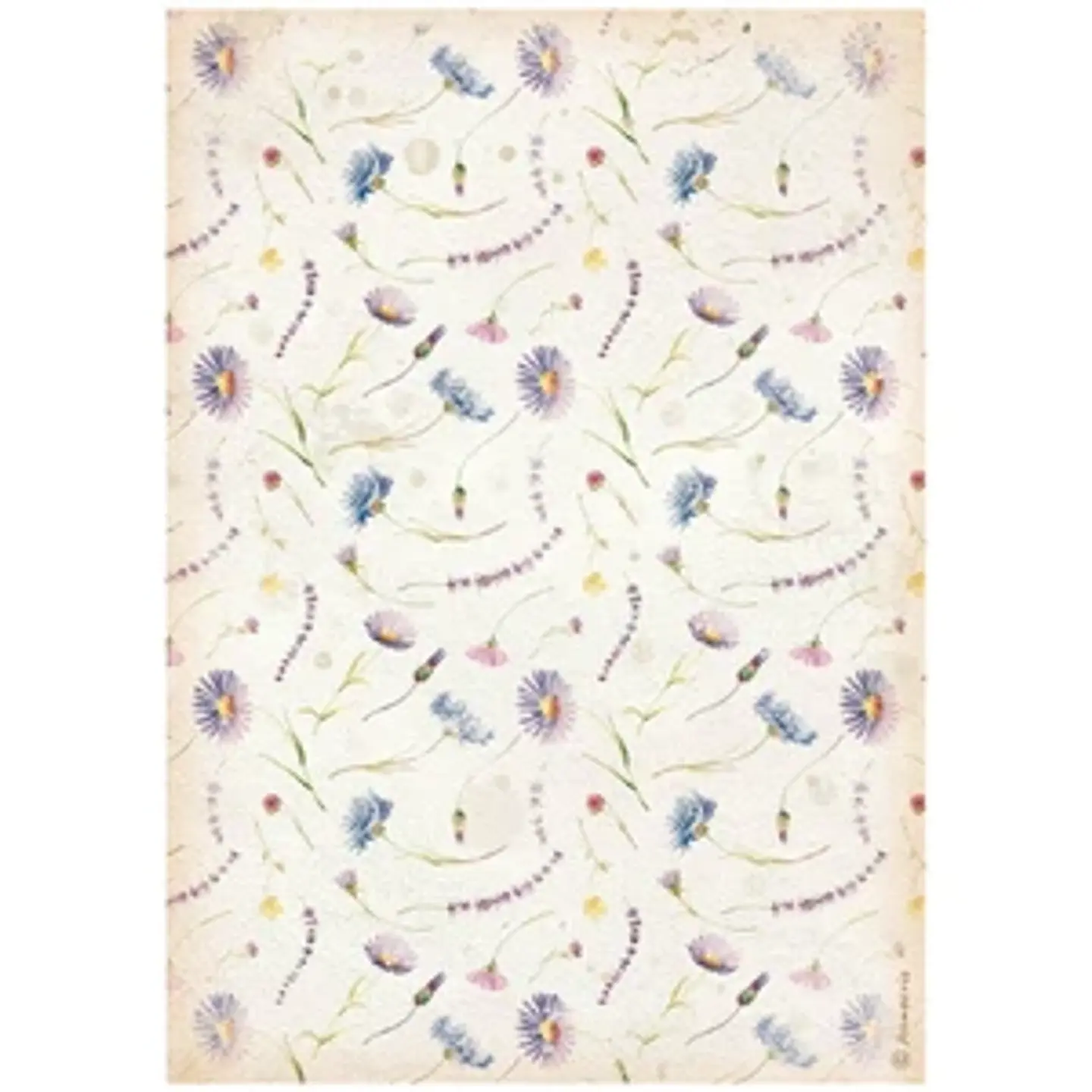Papel de arroz Stamperia A4 — Create Happiness Welcome Home — Blue Flowers 1