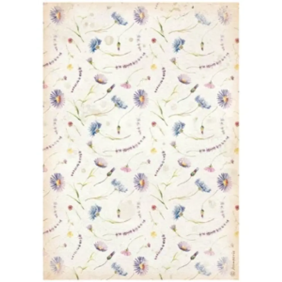 Papel de arroz Stamperia A4 — Create Happiness Welcome Home — Blue Flowers 1