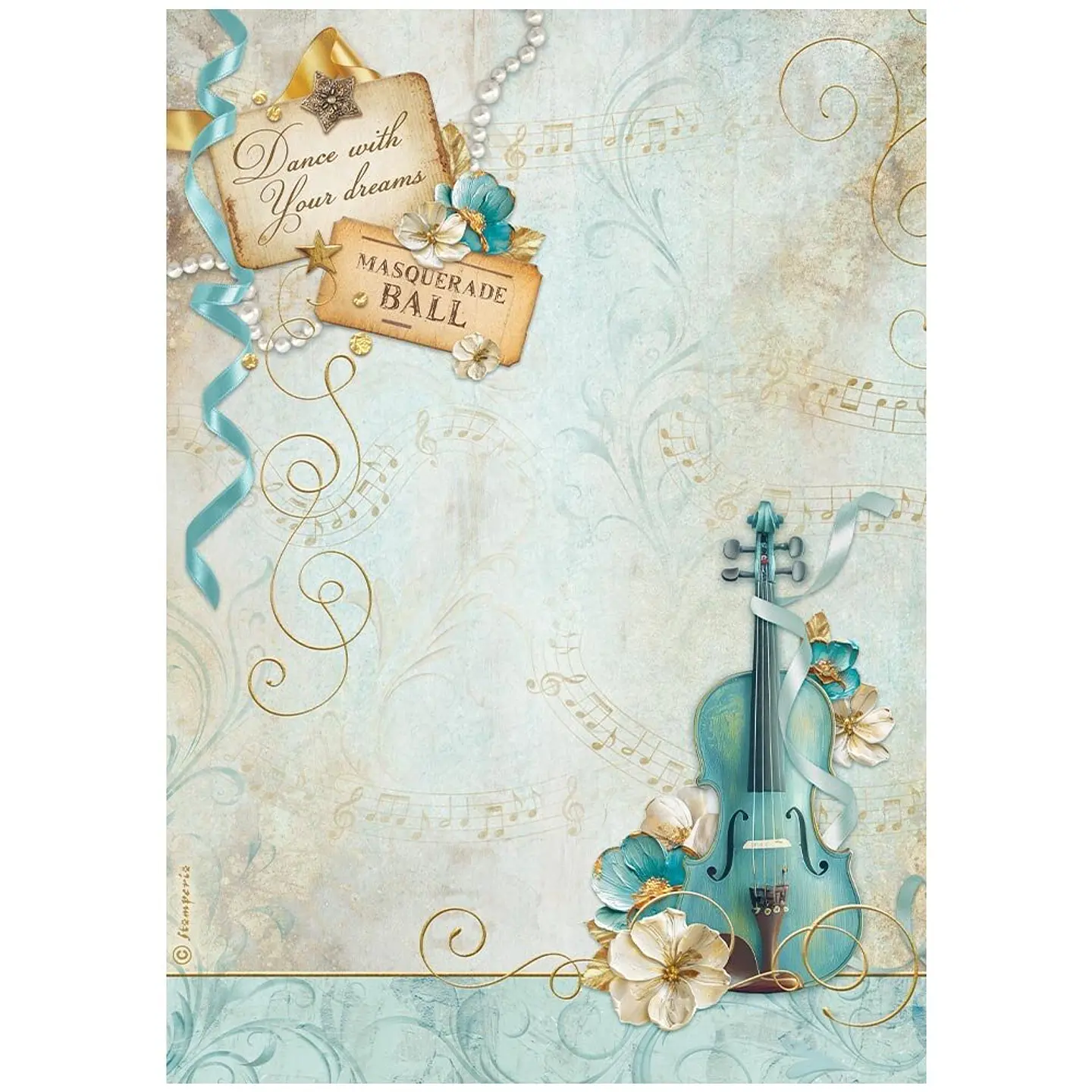 Stamperia Masquerade — pack de 6 papéis de arroz A4 4