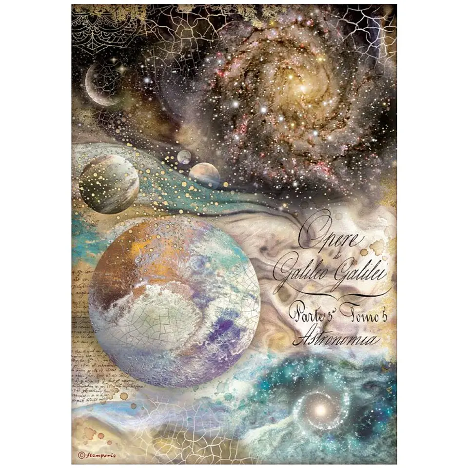 Papel de arroz Stamperia A4 — Cosmos Infinity — Galileo Galilei 1