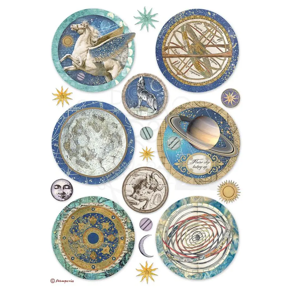 Papel de arroz Stamperia A4 — Cosmos Infinity — Rounds 1