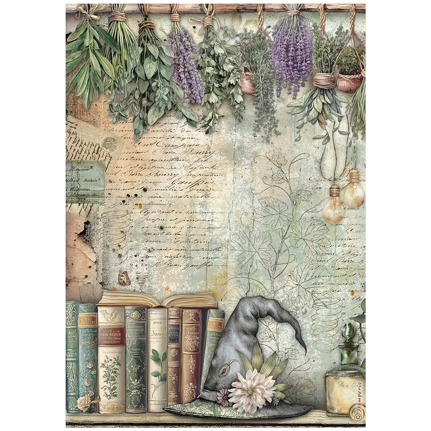 Stamperia Herbarium Silvae — pack de 6 papéis de arroz A4 6