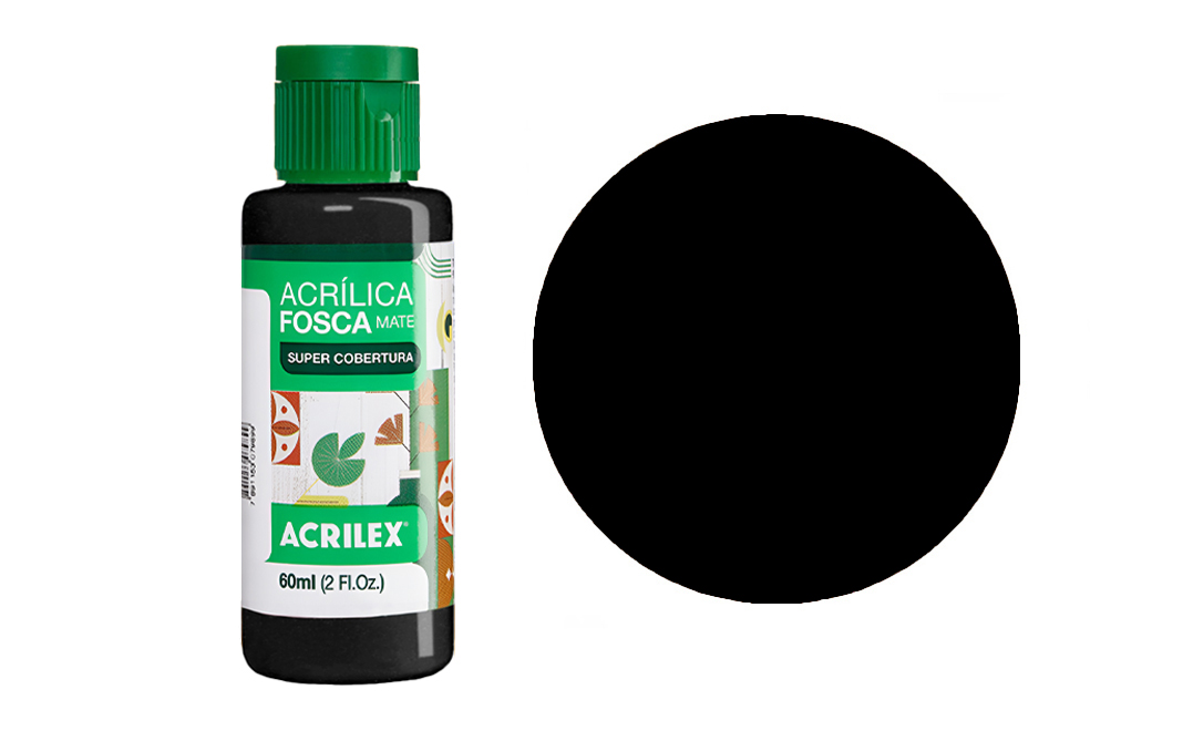 Tinta Acrilex — Preto (60 ml)
