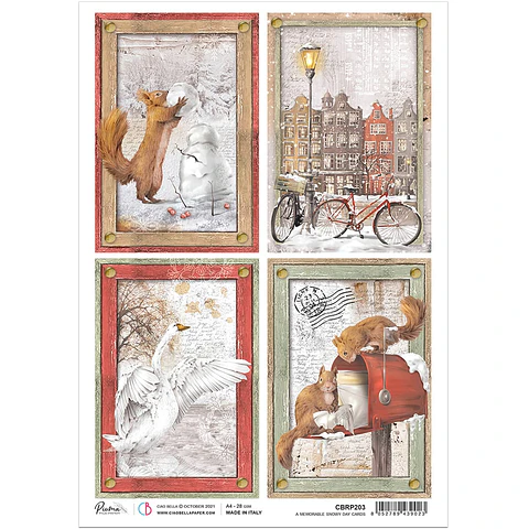 Papel de arroz A4 Ciao Bella — A Memorable Snowy Day Cards — CBRP203