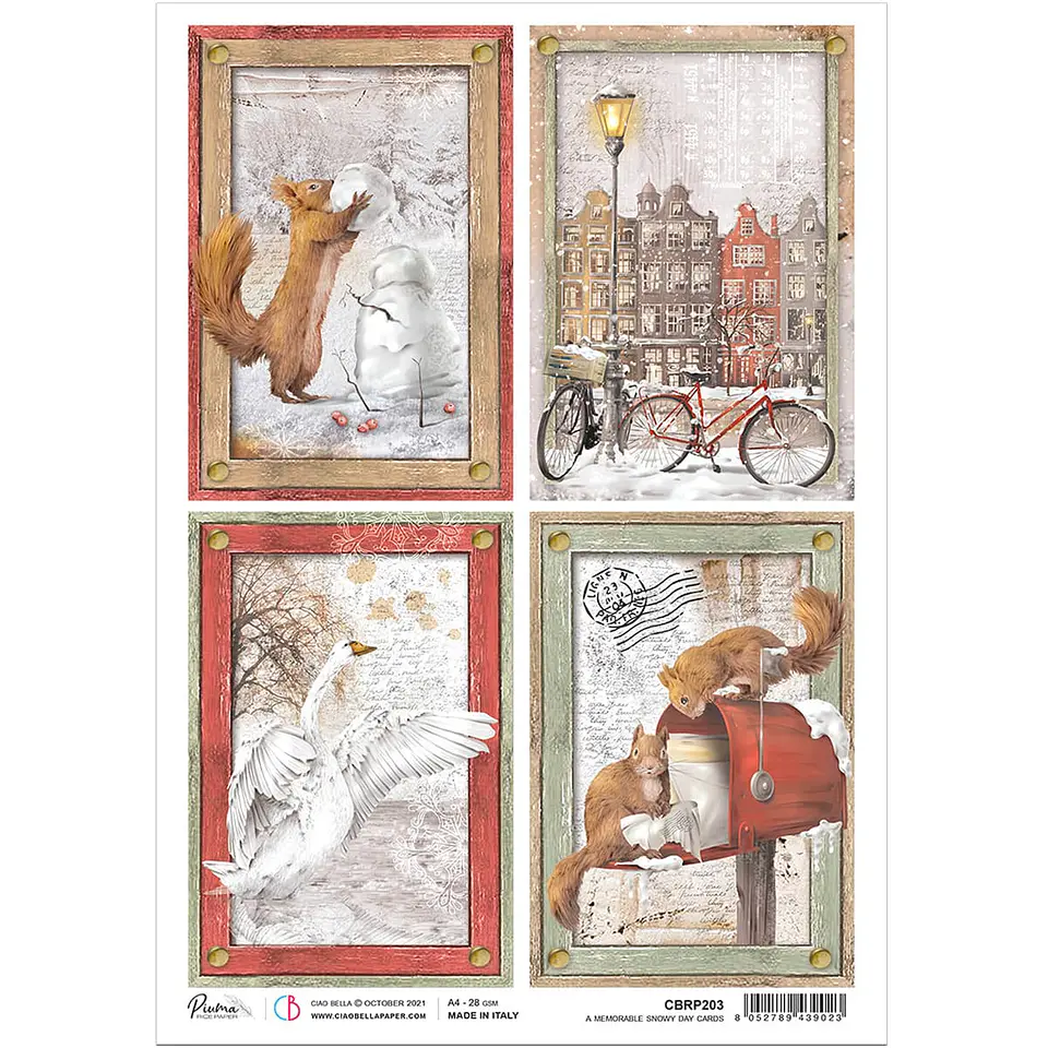 Papel de arroz A4 Ciao Bella — A Memorable Snowy Day Cards — CBRP203 1