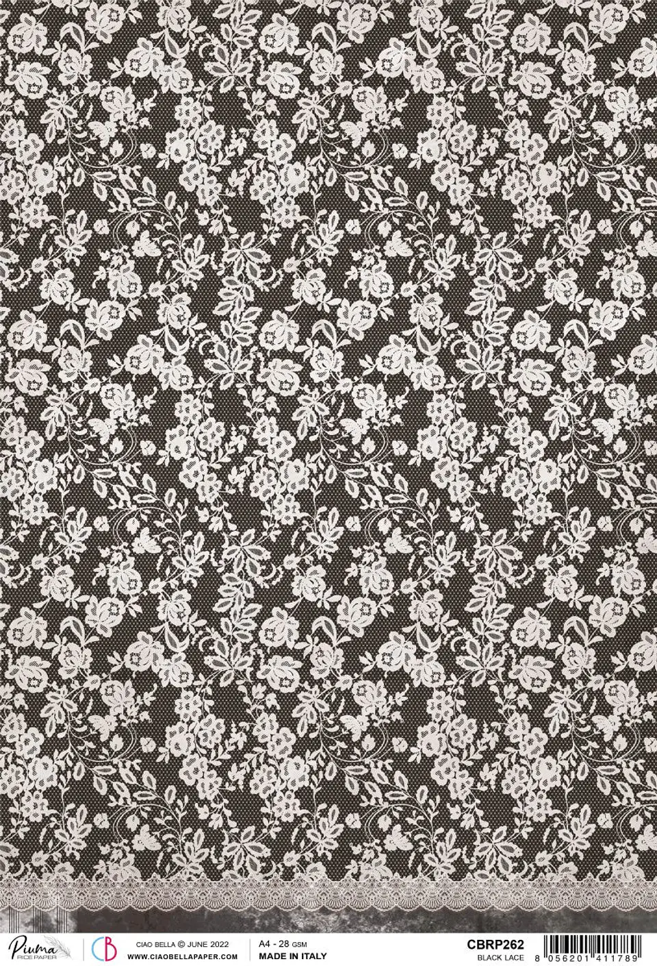 Papel de arroz A4 Ciao Bella — Black Lace — CBRP262 1