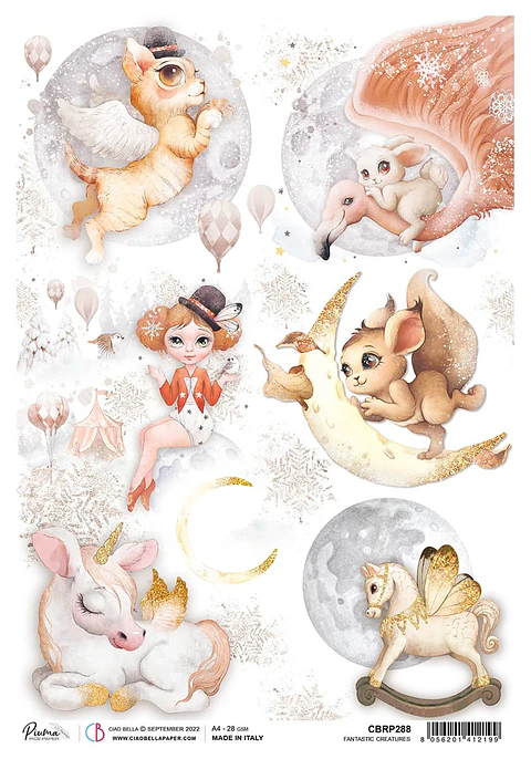 Papel de arroz A4 Ciao Bella — Fantastic Creatures — CBRP288