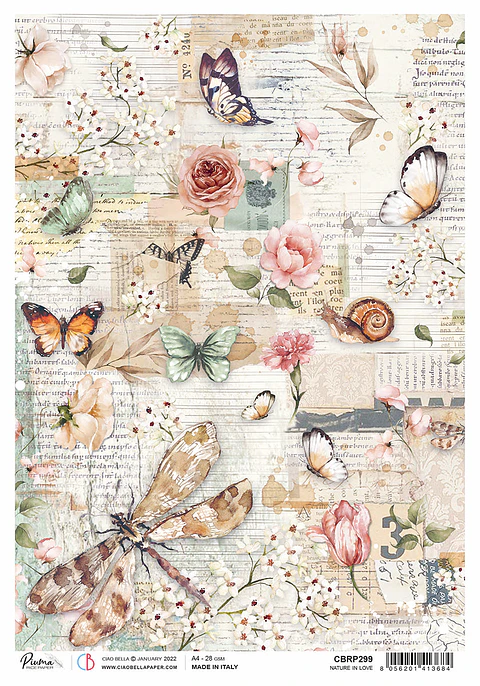 Papel de arroz A4 Ciao Bella — Nature in Love — CBRP299