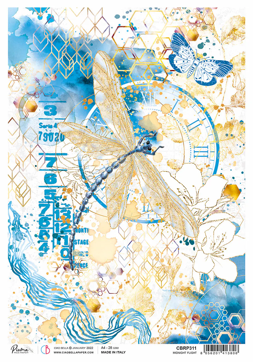 Papel de arroz A4 Ciao Bella — Midnight Flight — CBRP311 1