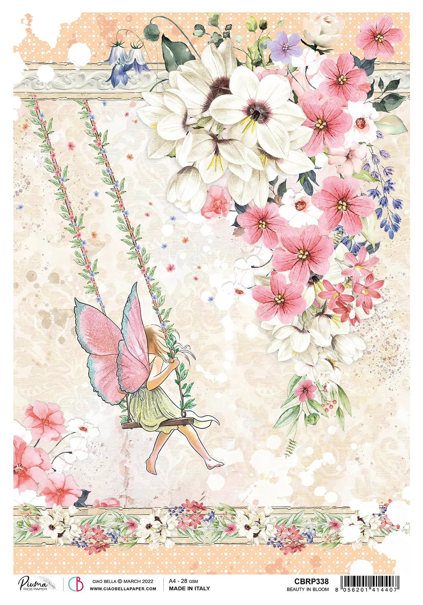 Papel de arroz A4 Ciao Bella — Beauty in Bloom — CBRP338 1