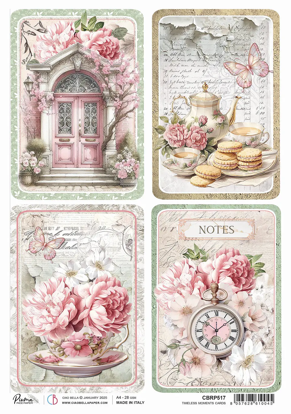 Papel de arroz A4 Ciao Bella — Timeless Moments Cards — CBRP517 1