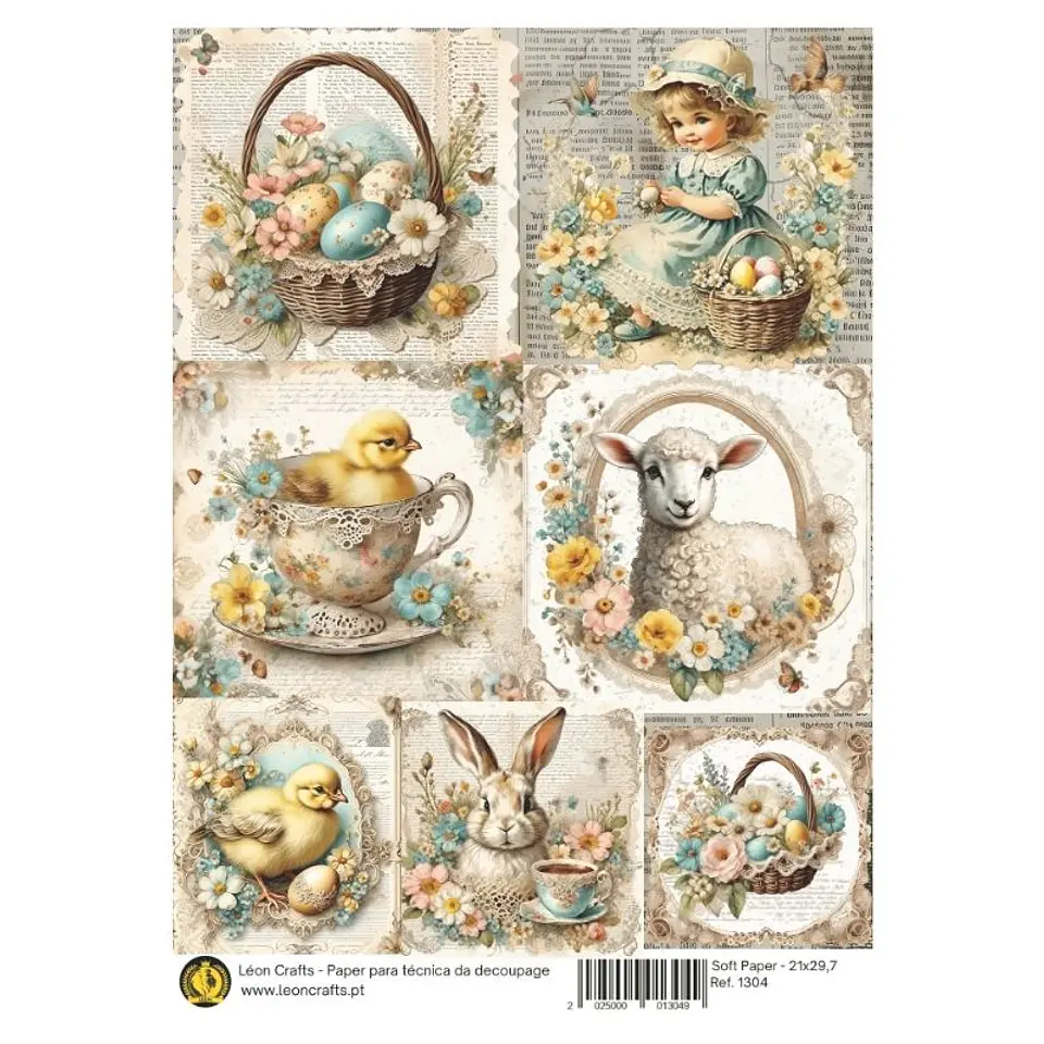 Papel de arroz A4 Leon Crafts — Shabby Easter — 1304 1