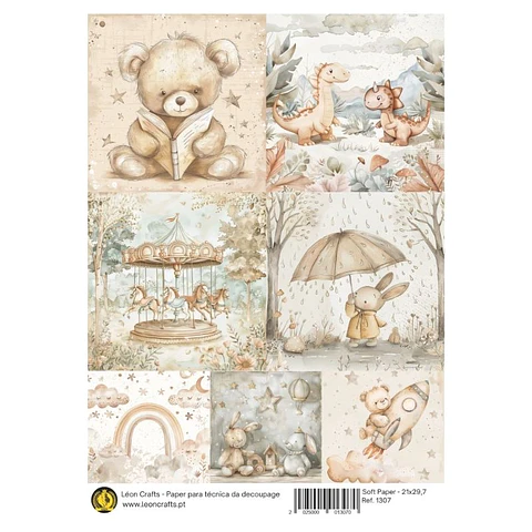 Papel de arroz A4 Leon Crafts — Storytelling Boy — 1307