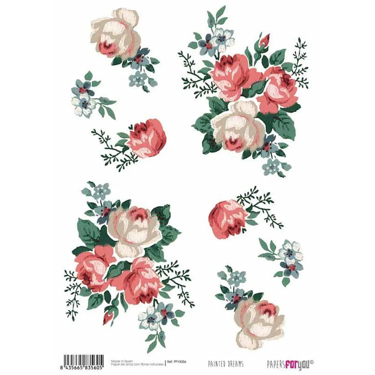 Papel de arroz A4 Papers for You — Painted Dreams — Flores — PFY-4356 1